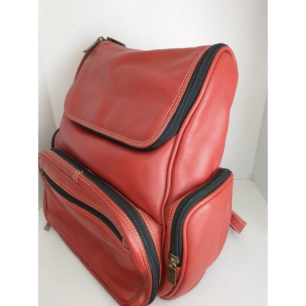 Claire Chase Leather Travel Red Backpack College School Bag Laptop
